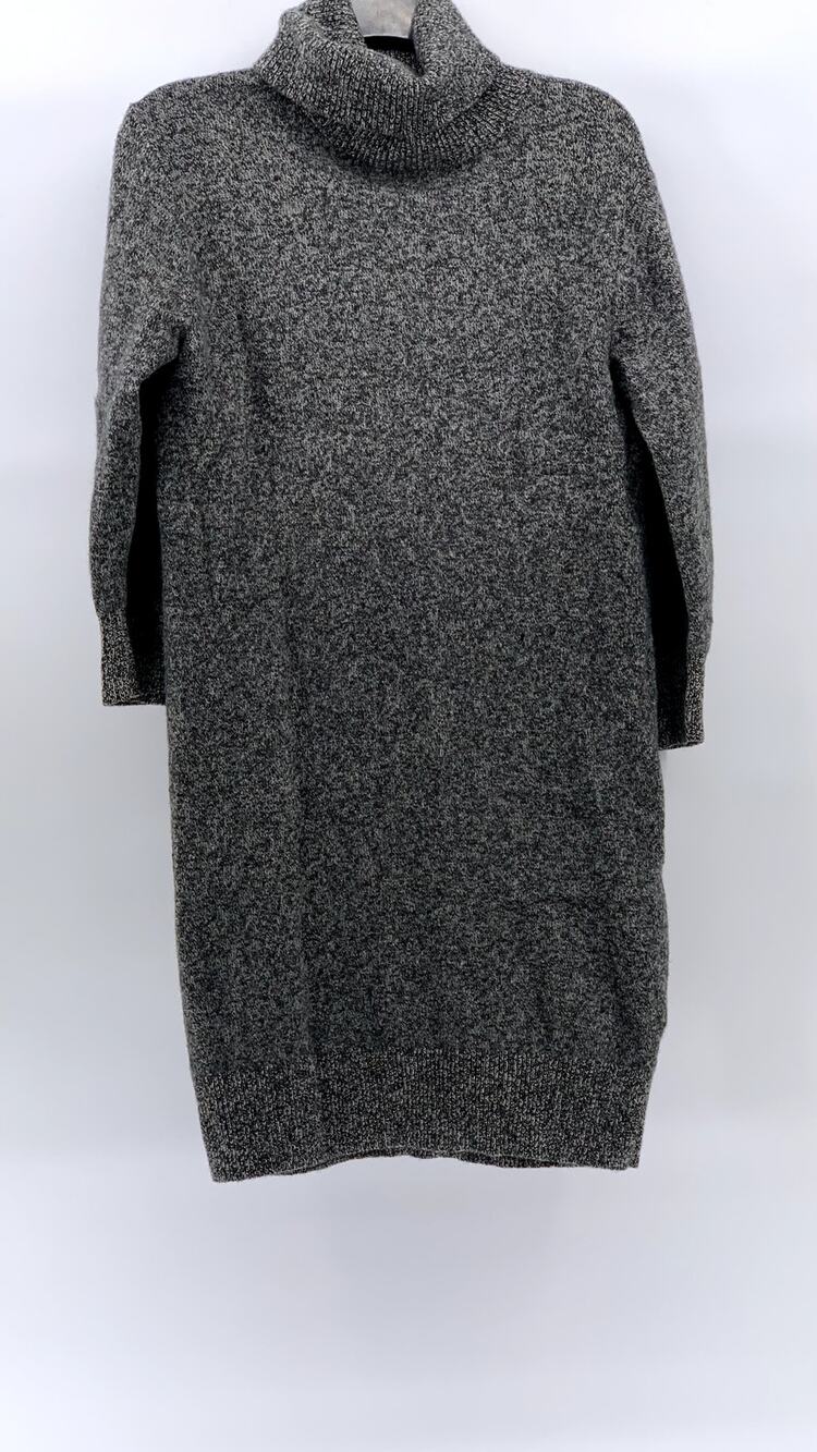 UNIQLO Women's Charcoal Gray Marled Knit Wool Knee Turtleneck Sweater Dress SZ S